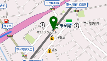 充レン 東急電鉄 市が尾駅 改札内 1番線側階段付近の地図画像