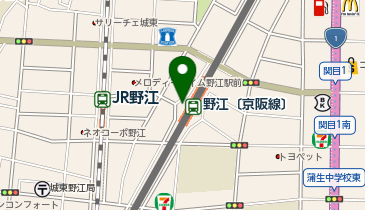 充レン 京阪電車 野江駅 改札口内ロッカー横(上)の地図画像
