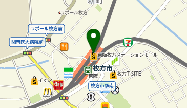 充レン 京阪電車 枚方市駅 東改札口外(上)の地図画像