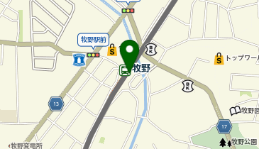 充レン 京阪電車 牧野駅 改札口外ロッカー横(上)の地図画像