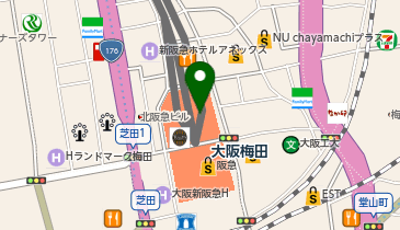 充レン 阪急三番街 北館地下1階 ふれあい広場付近(上)の地図画像