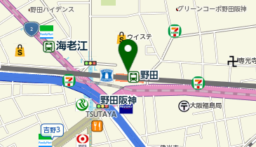 充レン 阪神電車 野田駅 改札外 公衆電話横(上)の地図画像