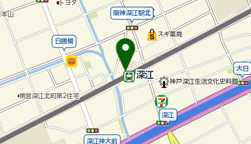 充レン 阪神電車 深江駅 改札口外 自販機横(上)の地図画像