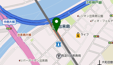 充レン 阪神電車 出来島駅 改札口外 自販機横(上)の地図画像