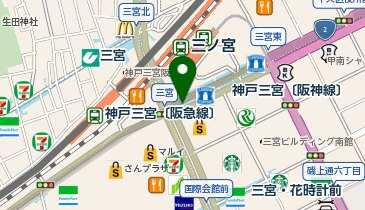 充レン 阪神電車 神戸三宮駅 西口改札外 待合所内カウンター(上)の地図画像