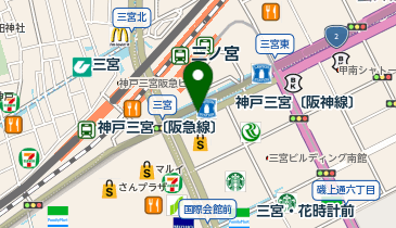 充レン 阪神電車 神戸三宮駅 西口改札外 待合所内カウンター(下)の地図画像