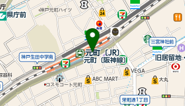 充レン 阪神電車 元町駅 東改札外 コインロッカー横(上)の地図画像