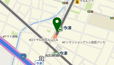 充レン 阪急電鉄 今津駅 改札口外 通路上の地図画像