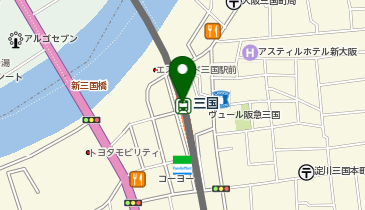 充レン 阪急電鉄 三国駅 改札口外 公衆電話横(上)の地図画像