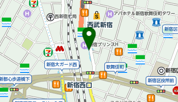 充レン 西武鉄道 西武新宿駅 正面口改札外 自販機横(上)の地図画像