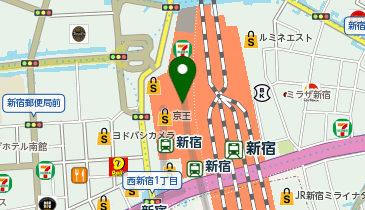 充レン 小田急電鉄 新宿駅 西口改札内 9番ホーム付近(左上)の地図画像