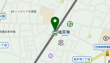 充レン 東急電鉄 祐天寺駅 改札内 中央改札付近 自動改札機横(左)の地図画像