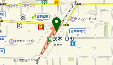 充レン JR西日本 茨木駅 改札外 2F自由通路 改札口正面(上)の地図画像