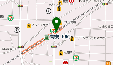 充レン JR西日本 高槻駅 改札外 2F自由通路 観光案内所付近(上)の地図画像