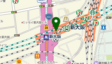 充レン JR西日本 新大阪駅 改札外 3F中央口付近 トラベルサービスセンター横 待合室内(上)の地図画像