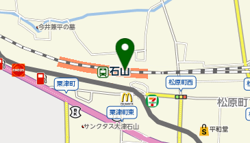 充レン JR西日本 石山駅 改札外 2F自由通路 改札口正面(下)の地図画像