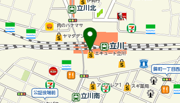 充レン エキュート立川 3F 北エスカレーター付近(上)の地図画像