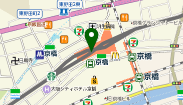 充レン 京阪電車 京橋駅 改札内3階コンコース もより市前(下)の地図画像