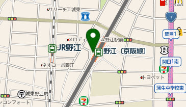 充レン 京阪電車 野江駅 改札口内ロッカー横(下)の地図画像