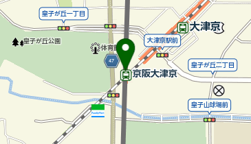 充レン 京阪電車 京阪大津京駅 びわ湖浜大津・石山寺方面改札口外自販機横(下)の地図画像