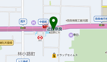 充レン 近鉄奈良駅 改札内 1・2番線階段付近コインロッカー横(下)の地図画像