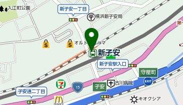 充レン JR東日本 新子安駅 改札外 自動販売機横(上)の地図画像