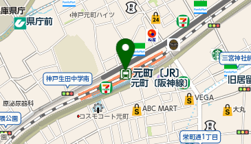 充レン JR西日本 元町駅 東口改札外 北側出入口付近(上)の地図画像