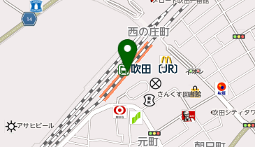 充レン JR西日本 吹田駅 改札内 東改札内すぐ 1・2番のりば側(下)の地図画像