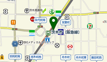 充レン 阪急電鉄 茨木市駅 北改札口外 公衆電話横(下)の地図画像