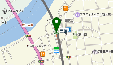 充レン 阪急電鉄 三国駅 改札口外 公衆電話横(下)の地図画像