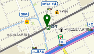 充レン 阪神電車 深江駅 改札口外 自販機横(下)の地図画像