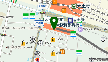 充レン 近鉄南大阪線 大阪阿部野橋駅 B2F 中改札外 PRONTO側 2番出口階段下 公衆電話横の地図画像