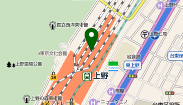 充レン JR東日本 上野駅 改札外 1F 入谷口出口付近(上)の地図画像