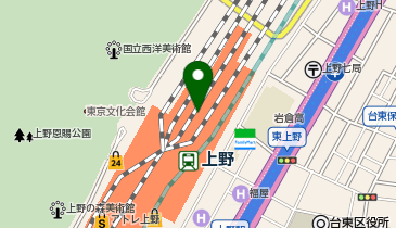 充レン JR東日本 上野駅 改札外 1F 入谷口出口付近(下)の地図画像