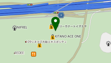 充レン ららぽーとEXPOCITY 1F オレンジサイド 駐車場側エレベーター前(上)の地図画像