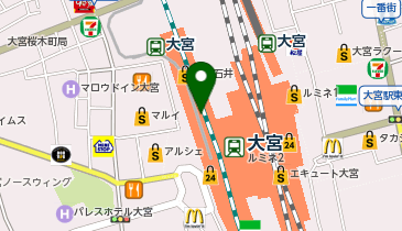 充レン JR東日本 大宮駅 新幹線北改札内 自動販売機付近(下)の地図画像