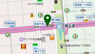 充レン 名古屋市営地下鉄 久屋大通駅 西改札外 公衆電話付近の地図画像
