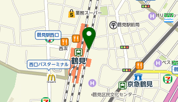 充レン JR東日本 鶴見駅 東口改札外 券売機付近 自動販売機横(下)の地図画像