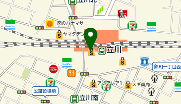 充レン エキュート立川 3F 北エスカレーター付近(中)の地図画像