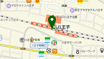 充レン JR東日本 八王子駅 改札内 コインロッカー横(上)の地図画像