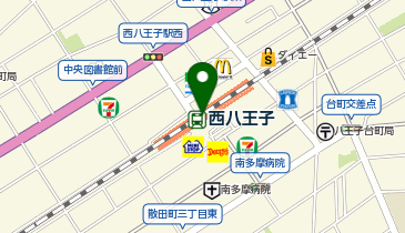 充レン JR東日本 西八王子駅 改札内 精算機付近 自動販売機横(上)の地図画像