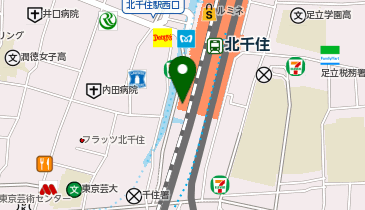 充レン JR東日本 北千住駅 南口改札外 仲町出口エレベーター横 自動販売機付近(下)の地図画像