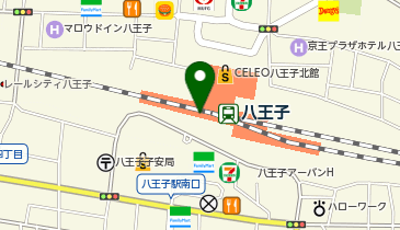 充レン JR東日本 八王子駅 改札外 南口自由通路 ロッカー横(1)(上)の地図画像