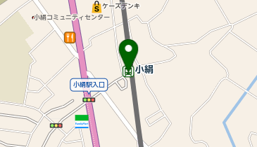 充レン 関東鉄道 小絹駅 改札外 改札正面 掲示板付近の地図画像