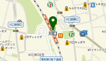 充レン JR東日本 川口駅 改札内ホーム行き階段上 自動販売機横(下)の地図画像