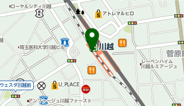 充レン JR東日本 川越駅 改札内 トイレ付近 自動販売機横(上)の地図画像