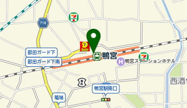 充レン JR東日本 鴨宮駅 改札外 改札正面 コインロッカー付近 自動販売機横(上)の地図画像