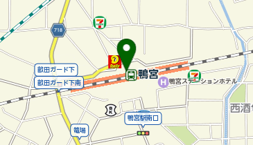 充レン JR東日本 鴨宮駅 改札外 改札正面 コインロッカー付近 自動販売機横(下)の地図画像