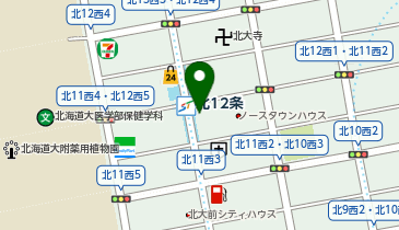 充レン 札幌市営地下鉄 南北線 北12条駅 真駒内方面ホーム側改札外 改札付近(上)の地図画像