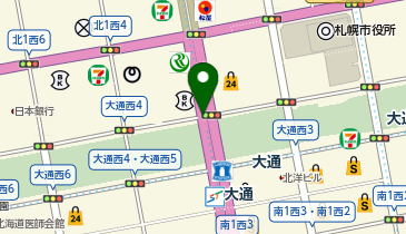 充レン 札幌市営地下鉄 南北線 大通駅 改札内 真駒内方面ホーム付近コンコース 公衆電話横(下)の地図画像